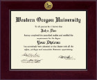 Western Oregon University Century Gold Engraved Diploma Frame in Cordova