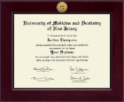 University of Medicine and Dentistry of New Jersey diploma frame - Century Gold Engraved Diploma Frame in Cordova