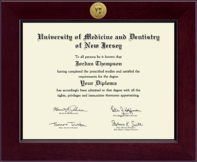 University of Medicine and Dentistry of New Jersey diploma frame - Century Gold Engraved Diploma Frame in Cordova