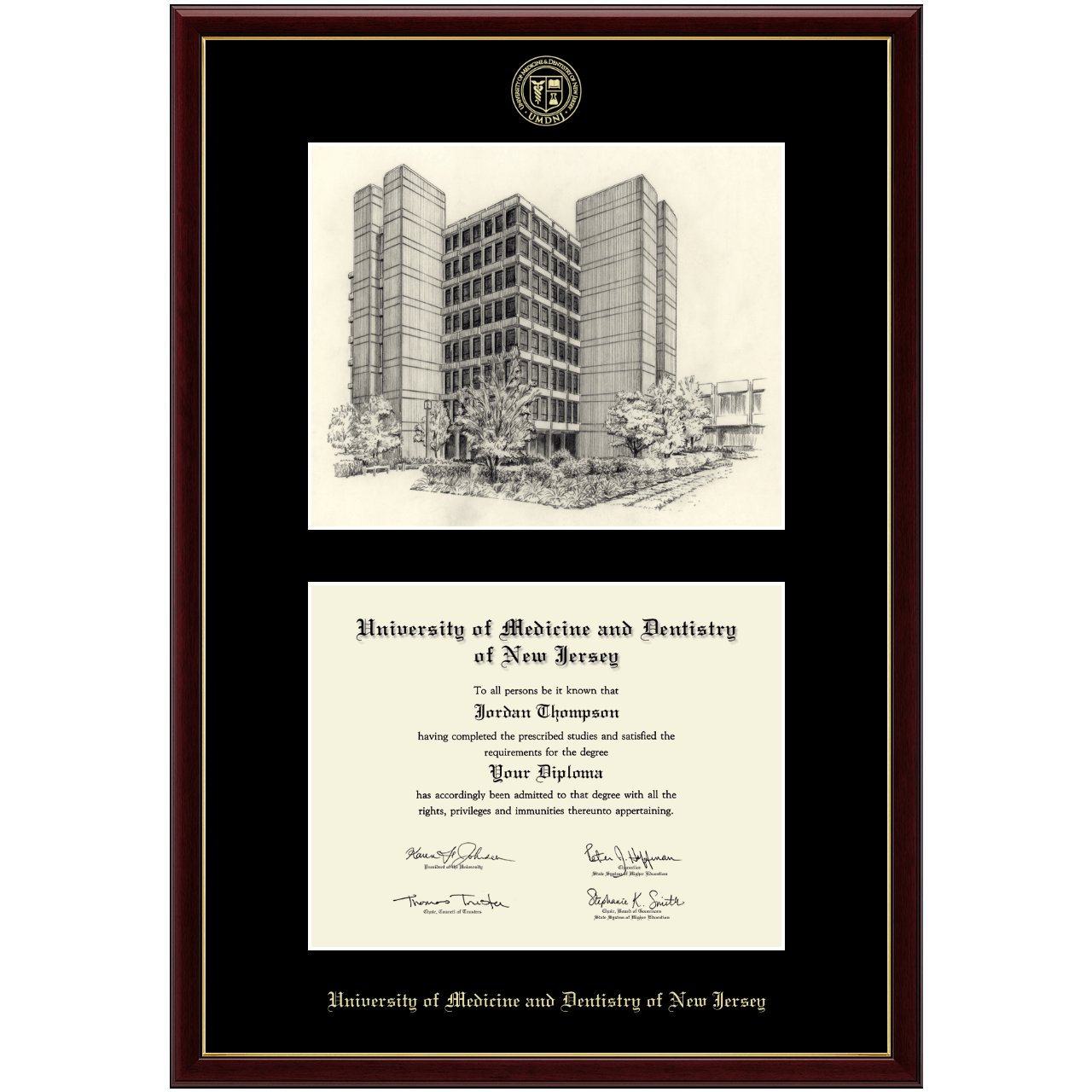 Campus Scene Edition Diploma Frame in Galleria University of Medicine and Dentistry of New