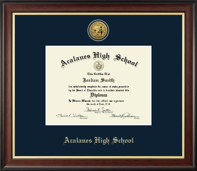 Acalanes High School in California diploma frame - Gold Engraved Medallion Diploma Frame in Studio Gold