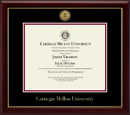 Carnegie Mellon University Gold Engraved Medallion Diploma Frame in Gallery