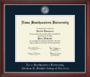 Nova Southeastern University  Masterpiece Medallion Diploma Frame in Kensington Silver