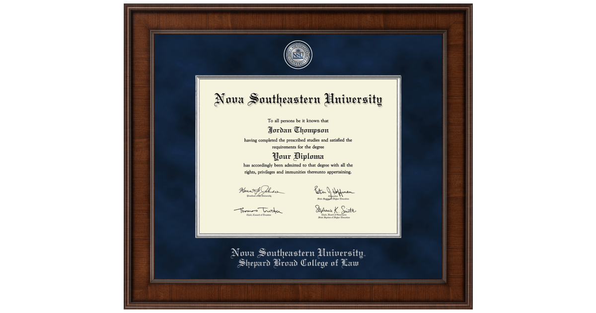 NSU Shepard Broad College of Law Diploma Frames Church Hill Classics