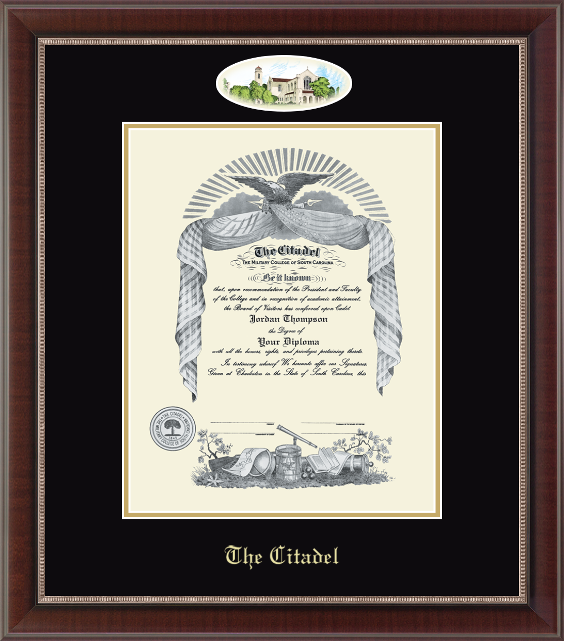The Citadel The Military College of South Carolina Campus Cameo Diploma  Frame in Chateau - Item #228483 from The Citadel