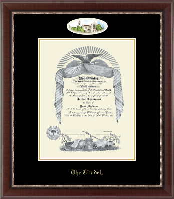 The Citadel The Military College of South Carolina diploma frame - Campus Cameo Diploma Frame in Chateau