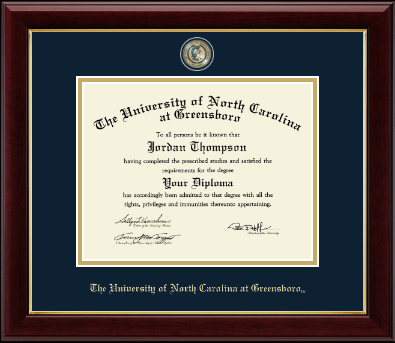 The University of North Carolina Greensboro diploma frame - Masterpiece Medallion Diploma Frame in Gallery