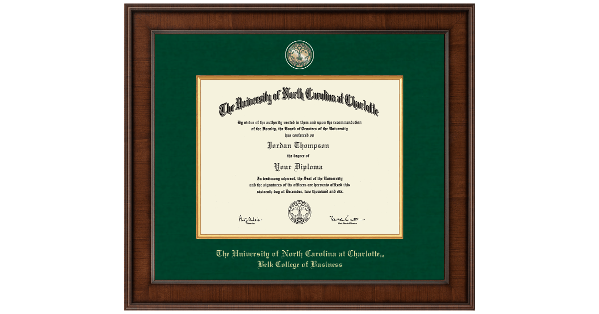 UNCC Belk College of Business Diploma Frames Church Hill Classics