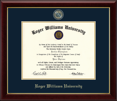 Roger Williams diploma frame - Masterpiece Medallion Diploma Frame in Gallery
