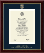 Rice University diploma frame - Masterpiece Medallion Diploma Frame in Gallery