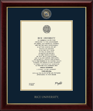 Rice University diploma frame - Masterpiece Medallion Diploma Frame in Gallery