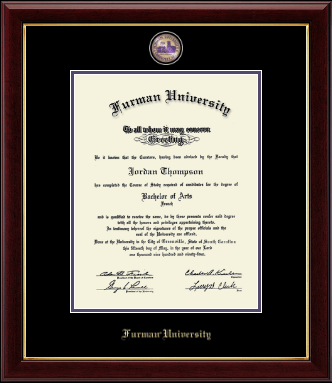 Furman University diploma frame - Masterpiece Medallion Diploma Frame in Gallery