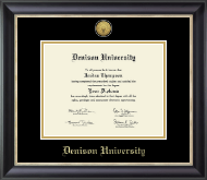 Denison University  Gold Engraved Medallion Diploma Frame in Noir