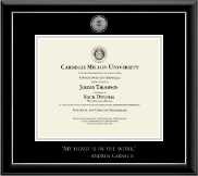 Carnegie Mellon University Silver Engraved Medallion Diploma Frame in Onyx Silver