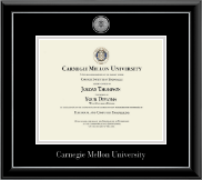 Carnegie Mellon University Silver Engraved Medallion Diploma Frame in Onyx Silver
