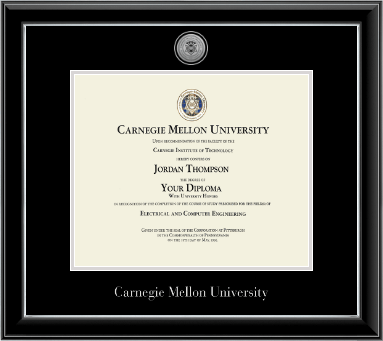 Carnegie Mellon University diploma frame - Silver Engraved Medallion Diploma Frame in Onyx Silver