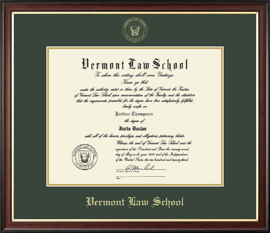 Vermont Law School diploma frame - Gold Embossed Diploma Frame in Studio Gold