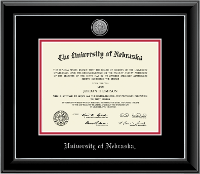 University of Nebraska diploma frame - Silver Engraved Medallion Diploma Frame in Onyx Silver