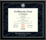 The University of Texas at Arlington diploma frame - Silver Engraved Medallion Diploma Frame in Onyx Silver