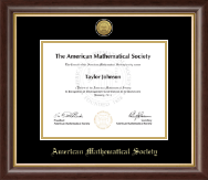 American Mathematical Society Gold Engraved Medallion Certificate Frame in Hampshire