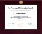 American Mathematical Society Century Gold Engraved Certificate Frame in Cordova