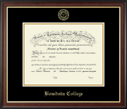 Bowdoin College Gold Embossed Diploma Frame in Studio Gold