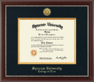 Syracuse University diploma frame - Presidential Gold Engraved Diploma Frame in Chateau