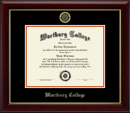Wartburg College Gold Embossed Diploma Frame in Gallery