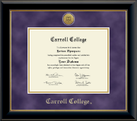 Carroll College at Montana diploma frame - Gold Engraved Medallion Diploma Frame in Onyx Gold