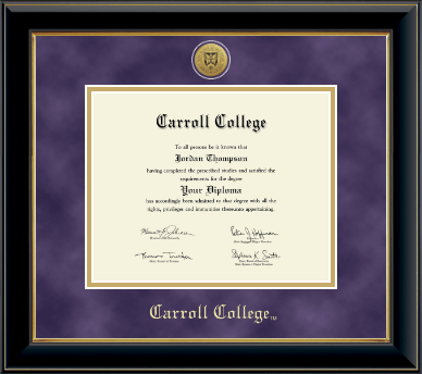 Carroll College at Montana diploma frame - Gold Engraved Medallion Diploma Frame in Onyx Gold