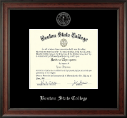 Boston State College Silver Embossed Diploma Frame in Studio
