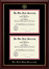 The Ohio State University Gold Embossed Double Diploma Frame in Gallery
