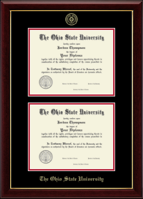 The Ohio State University diploma frame - Gold Embossed Double Diploma Frame in Gallery