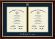 West Virginia University Double Diploma Frame in Gallery