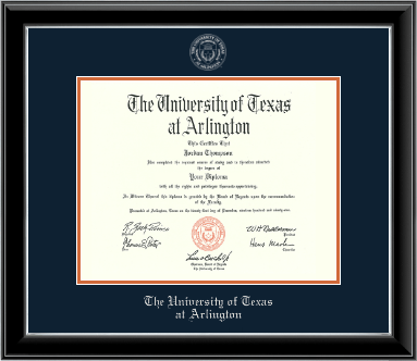 The University of Texas at Arlington diploma frame - Silver Embossed Diploma Frame in Onyx Silver