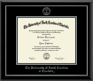 The University of North Carolina at Charlotte Silver Embossed Diploma Frame in Onyx Silver