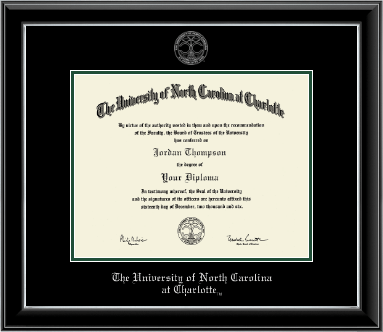 The University of North Carolina at Charlotte diploma frame - Silver Embossed Diploma Frame in Onyx Silver