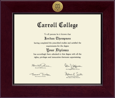 Carroll College at Montana diploma frame - Century Gold Engraved Diploma Frame in Cordova