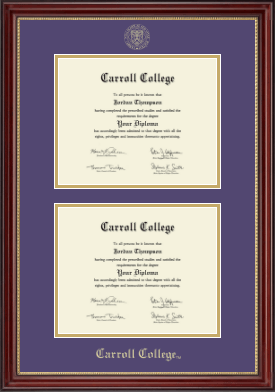 Carroll College at Montana diploma frame - Double Document Diploma Frame in Kensington Gold