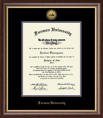 Furman University diploma frame - Gold Engraved Medallion Diploma Frame in Hampshire