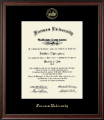 Furman University Gold Embossed Diploma Frame in Studio