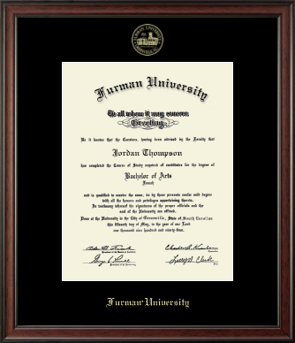 Furman University diploma frame - Gold Embossed Diploma Frame in Studio