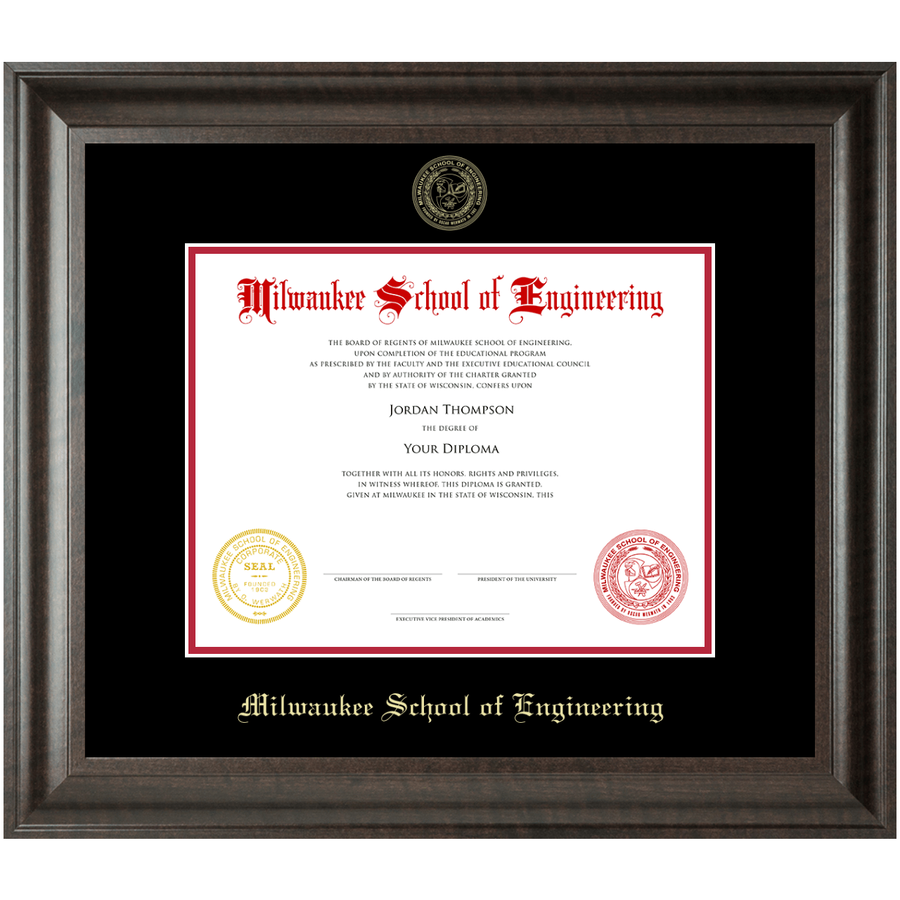 Gold Embossed Diploma Frame in Acadia Milwaukee School of Engineering