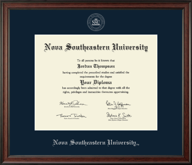 Nova Southeastern University diploma frame - Silver Embossed Diploma Frame in Studio