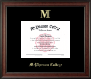 McPherson College Gold Embossed Diploma Frame in Studio