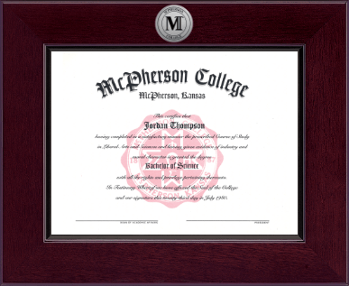 McPherson College diploma frame - Century Silver Engraved Diploma Frame in Cordova