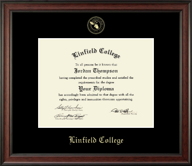 Linfield College diploma frame - Gold Embossed Diploma Frame in Studio