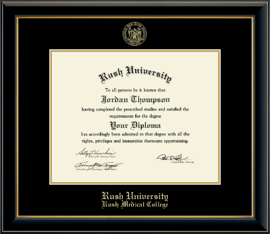 Rush University diploma frame - Gold Embossed Diploma Frame in Onyx Gold