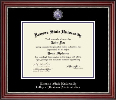 Kansas State University diploma frame - Masterpiece Medallion Diploma Frame in Kensington Silver