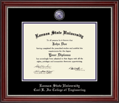 Kansas State University diploma frame - Masterpiece Medallion Diploma Frame in Kensington Silver